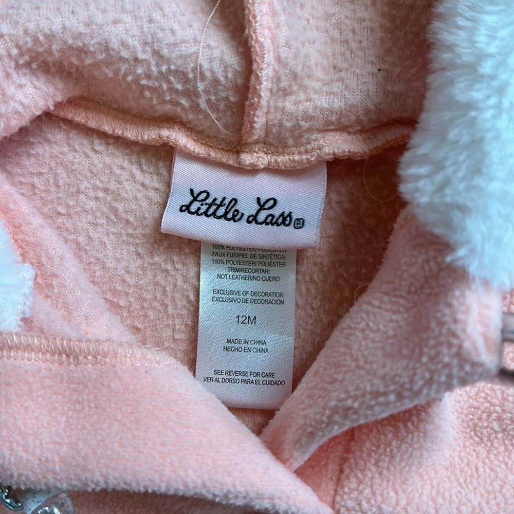 Little Lass Poncho 12 months fleece Unicorn Poncho pink spring faux fur - Picture 4 of 6